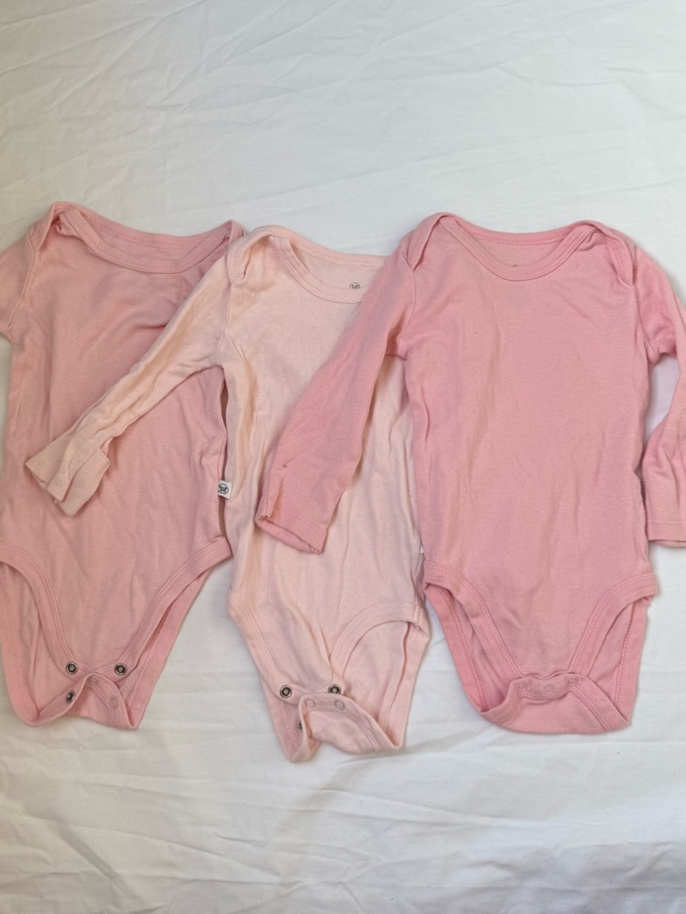 Organic Cotton Pink Long-Sleeve Baby One-Piece Bodysuit - 3 Pack